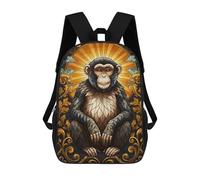 sinyumoney Sacs À Dos Pour Enfants Ornate Monkey Portrait Sac D'école Imprimé En 3D Pour Enfants, Sac À Dos De Voyage Tendance Pour Écoliers 17inch