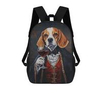sinyumoney Sacs À Dos Pour Enfants Regal Beagle with Red Wine Glass Sac D'école Imprimé En 3D, Sac Tendance, Sac De Voyage Pour L'école Ou Les Voyages 17inch