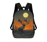 sinyumoney Sacs À Dos Pour Enfants Reindeer Under Full Moon Sac D'école Imprimé En 3D Pour Enfants, Sac À Dos De Voyage Tendance Pour Écoliers 17inch
