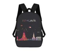 sinyumoney Sacs À Dos Pour Enfants Reykjavik City Skyline Art Sac D'école Imprimé En 3D Pour Enfants, Sac À Dos De Voyage Tendance Pour Écoliers 17inch