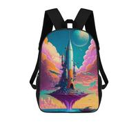sinyumoney Sacs À Dos Pour Enfants Rocket Island in The Sky Sac À Dos Scolaire, Cartable Pour Enfants, Sac De Voyage, Sac À Livres, Sac À Dos Imprimé En 3D Pour Garçons Et Filles 17inch