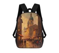sinyumoney Sacs À Dos Pour Enfants Rome Cityscape in Oil Sac D'école Sac À Dos Garçon Sac De Voyage Sac D'écolier Sac À Livres Et Fournitures Scolaires Sacs D'école 17inch