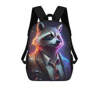 sinyumoney Sacs À Dos Pour Enfants, Sacs D'école, Cartables, Sacs De Voyage, Sacs À Livres, Imprimés En 3D Raccoon in Suit Neon Style Sac À Dos Pour Enfants, Garçons Et Filles 17inch