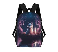 sinyumoney Sacs À Dos Pour Enfants, Sacs D'école, Cartables, Sacs De Voyage, Sacs À Livres, Imprimés En 3D Fox in A Boat with Candle Sac À Dos Pour Enfants, Garçons Et Filles 17inch