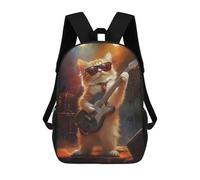 sinyumoney Sacs À Dos Pour Enfants, Sacs D'école, Cartables, Sacs De Voyage, Sacs À Livres, Imprimés En 3D Cat Rock Star Guitar -3 Sac À Dos Pour Enfants, Garçons Et Filles 17inch