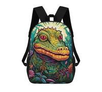 sinyumoney Sacs À Dos Pour Enfants, Sacs D'école, Cartables, Sacs De Voyage, Sacs À Livres, Imprimés En 3D Colorful Crocodile in Lush Jungle Sac À Dos Pour Enfants, Garçons Et Filles 17inch