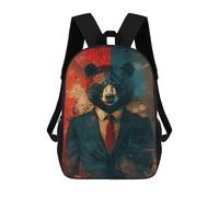 sinyumoney Sacs À Dos Pour Enfants, Sacs D'école, Cartables, Sacs De Voyage, Sacs À Livres, Imprimés En 3D Wild Bear in Suit Art Print Sac À Dos Pour Enfants, Garçons Et Filles 17inch