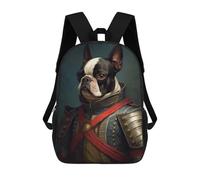 sinyumoney Sacs À Dos Pour Enfants, Sacs D'école, Cartables, Sacs De Voyage, Sacs À Livres, Imprimés En 3D Boston Terrier in Military Attire Sac À Dos Pour Enfants, Garçons Et Filles 17inch
