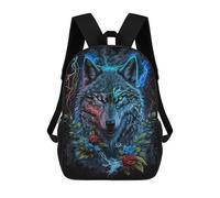 sinyumoney Sacs À Dos Pour Enfants, Sacs D'école, Cartables, Sacs De Voyage, Sacs À Livres, Imprimés En 3D Electric Wolf with Roses Sac À Dos Pour Enfants, Garçons Et Filles 17inch