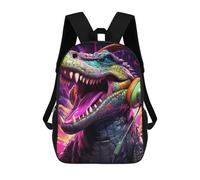 sinyumoney Sacs À Dos Pour Enfants, Sacs D'école, Cartables, Sacs De Voyage, Sacs À Livres, Imprimés En 3D Colorful Crocodile with Headphones Sac À Dos Pour Enfants, Garçons Et Filles 17inch