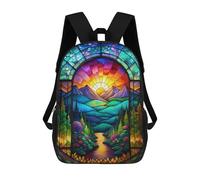 sinyumoney Sacs À Dos Pour Enfants, Sacs D'école, Cartables, Sacs De Voyage, Sacs À Livres, Imprimés En 3D Stained Glass Nature Scene Sac À Dos Pour Enfants, Garçons Et Filles 17inch