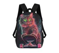 sinyumoney Sacs À Dos Pour Enfants, Sacs D'école, Cartables, Sacs De Voyage, Sacs À Livres, Imprimés En 3D Neon Skateboarding Cat Art Print-5 Sac À Dos Pour Enfants, Garçons Et Filles 17inch