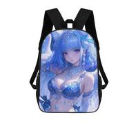 sinyumoney Sacs À Dos Pour Enfants, Sacs D'école, Cartables, Sacs De Voyage, Sacs À Livres, Imprimés En 3D Blue-Haired Angel with Win Sac À Dos Pour Enfants, Garçons Et Filles 17inch