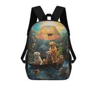 sinyumoney Sacs À Dos Pour Enfants, Sacs D'école, Cartables, Sacs De Voyage, Sacs À Livres, Imprimés En 3D Dogs in A Boat Adventure Sac À Dos Pour Enfants, Garçons Et Filles 17inch