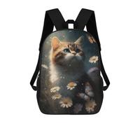 sinyumoney Sacs À Dos Pour Enfants, Sacs D'école, Cartables, Sacs De Voyage, Sacs À Livres, Imprimés En 3D Kitten with Butterflies And Flowers Sac À Dos Pour Enfants, Garçons Et Filles 17inch