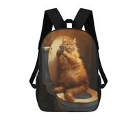 sinyumoney Sacs À Dos Pour Enfants, Sacs D'école, Cartables, Sacs De Voyage, Sacs À Livres, Imprimés En 3D Funny Cat Taking A Selfie at Bathroom Sac À Dos Pour Enfants, Garçons Et Filles 17inch