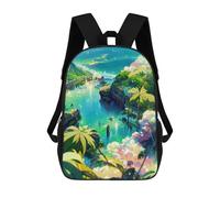 sinyumoney Sacs À Dos Pour Enfants, Sacs D'école, Cartables, Sacs De Voyage, Sacs À Livres, Imprimés En 3D Island Paradise with Lighthouse Sac À Dos Pour Enfants, Garçons Et Filles 17inch