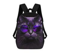 sinyumoney Sacs À Dos Pour Enfants, Sacs D'école, Cartables, Sacs De Voyage, Sacs À Livres, Imprimés En 3D Purple Cat with Glasses Art Print Sac À Dos Pour Enfants, Garçons Et Filles 17inch