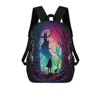 sinyumoney Sacs À Dos Pour Enfants, Sacs D'école, Cartables, Sacs De Voyage, Sacs À Livres, Imprimés En 3D Fantasy Forest Castle Silhouette Sac À Dos Pour Enfants, Garçons Et Filles 17inch