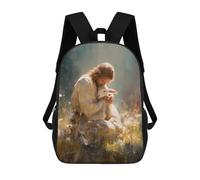 sinyumoney Sacs À Dos Pour Enfants, Sacs D'école, Cartables, Sacs De Voyage, Sacs À Livres, Imprimés En 3D Jesus with Lamb in Field -1 Sac À Dos Pour Enfants, Garçons Et Filles 17inch