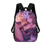 sinyumoney Sacs À Dos Pour Enfants, Sacs D'école, Cartables, Sacs De Voyage, Sacs À Livres, Imprimés En 3D Fantasy Masked Beauty with Cat Sac À Dos Pour Enfants, Garçons Et Filles 17inch