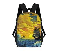 sinyumoney Sacs À Dos Pour Enfants Sailing Ship at Sunset Sac D'école Imprimé En 3D Pour Enfants, Sac À Dos De Voyage Tendance Pour Écoliers 17inch