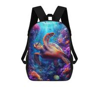 sinyumoney Sacs À Dos Pour Enfants Sea Turtle in Coral Reef Sac D'école Imprimé En 3D Pour Enfants, Sac À Dos De Voyage Tendance Pour Écoliers 17inch