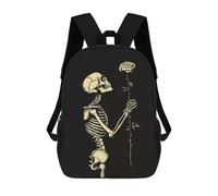 sinyumoney Sacs À Dos Pour Enfants Skeleton with Rose Sac D'école Imprimé En 3D Pour Enfants, Sac À Dos De Voyage Tendance Pour Écoliers 17inch