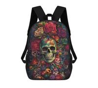 sinyumoney Sacs À Dos Pour Enfants Skulls And Flowers A Vibrant Artwork Sac D'école Imprimé En 3D Pour Enfants, Sac À Dos De Voyage Tendance Pour Écoliers 17inch