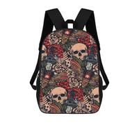 sinyumoney Sacs À Dos Pour Enfants Skulls, Roses, And Butterflies Pattern Sac À Dos Scolaire, Cartable Pour Enfants, Sac De Voyage, Sac À Livres, Sac À Dos Imprimé En 3D Pour Garçons Et Filles 17inch
