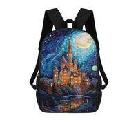 sinyumoney Sacs À Dos Pour Enfants Stained Glass Castle Night Scene -1 Sac D'école Imprimé En 3D, Sac Tendance, Sac De Voyage Pour L'école Ou Les Voyages 17inch