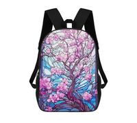 sinyumoney Sacs À Dos Pour Enfants Stained Glass Cherry Blossom Sac D'école Imprimé En 3D Pour Enfants, Sac À Dos De Voyage Tendance Pour Écoliers 17inch