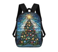 sinyumoney Sacs À Dos Pour Enfants Stained Glass Christmas Tree Sac D'école Sac À Dos Garçon Sac De Voyage Sac D'écolier Sac À Livres Et Fournitures Scolaires Sacs D'école 17inch