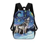 sinyumoney Sacs À Dos Pour Enfants Starry Night Wolf Sac D'école Sac À Dos Garçon Sac De Voyage Sac D'écolier Sac À Livres Et Fournitures Scolaires Sacs D'école 17inch
