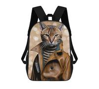 sinyumoney Sacs À Dos Pour Enfants Stylish Cat in Leather Jacket Sac À Dos Scolaire, Cartable Pour Enfants, Sac De Voyage, Sac À Livres, Sac À Dos Imprimé En 3D Pour Garçons Et Filles 17inch
