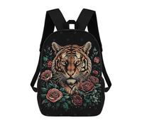 sinyumoney Sacs À Dos Pour Enfants Tiger And Flowers Sac D'école Imprimé En 3D Pour Enfants, Sac À Dos De Voyage Tendance Pour Écoliers 17inch