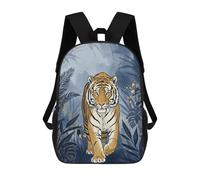 sinyumoney Sacs À Dos Pour Enfants Tiger in Blue Jungle Illustration Sac D'école Imprimé En 3D Pour Enfants, Sac À Dos De Voyage Tendance Pour Écoliers 17inch