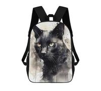 sinyumoney Sacs À Dos Pour Enfants Watercolor Black Cat Sac D'école Imprimé En 3D Pour Enfants, Sac À Dos De Voyage Tendance Pour Écoliers 17inch