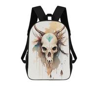 sinyumoney Sacs À Dos Pour Enfants Watercolor Skull with Horns Sac D'école Imprimé En 3D Pour Enfants, Sac À Dos De Voyage Tendance Pour Écoliers 17inch