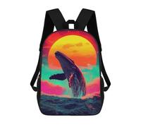 sinyumoney Sacs À Dos Pour Enfants Whale Jumping Sunset Sac D'école Imprimé En 3D Pour Enfants, Sac À Dos De Voyage Tendance Pour Écoliers 17inch