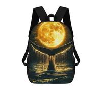 sinyumoney Sacs À Dos Pour Enfants Whale Tail And Full Moon Sac D'école Imprimé En 3D Pour Enfants, Sac À Dos De Voyage Tendance Pour Écoliers 17inch