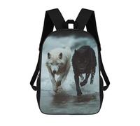 sinyumoney Sacs À Dos Pour Enfants White And Black Wolves Running Sac D'école Sac À Dos Garçon Sac De Voyage Sac D'écolier Sac À Livres Et Fournitures Scolaires Sacs D'école 17inch
