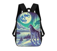 sinyumoney Sacs À Dos Pour Enfants Winter Wolf Under Full Moon Sac D'école Imprimé En 3D Pour Enfants, Sac À Dos De Voyage Tendance Pour Écoliers 17inch