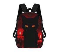 sinyumoney Sacs À Dos Pour Enfants Witch Black Cat And Red Candles Sac À Dos Scolaire, Cartable Pour Enfants, Sac De Voyage, Sac À Livres, Sac À Dos Imprimé En 3D Pour Garçons Et Filles 17inch