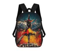 sinyumoney Sacs À Dos Pour Enfants Witch on Broomstick with Skulls Sac À Dos Scolaire, Cartable Pour Enfants, Sac De Voyage, Sac À Livres, Sac À Dos Imprimé En 3D Pour Garçons Et Filles 17inch