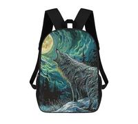 sinyumoney Sacs À Dos Pour Enfants Wolf In Forest Sac D'école Imprimé En 3D Pour Enfants, Sac À Dos De Voyage Tendance Pour Écoliers 17inch