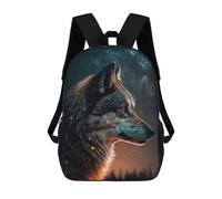 sinyumoney Sacs À Dos Pour Enfants Wolf in Starry Night Sac D'école Imprimé En 3D Pour Enfants, Sac À Dos De Voyage Tendance Pour Écoliers 17inch