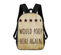 sinyumoney Sacs À Dos Pour Enfants Would Poop Here Again Fun Sac D'école Imprimé En 3D Pour Enfants, Sac À Dos De Voyage Tendance Pour Écoliers 17inch