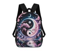 sinyumoney Sacs À Dos Pour Enfants Yin Yang Landscape with Cherry Blossoms Sac D'école Imprimé En 3D Pour Enfants, Sac À Dos De Voyage Tendance Pour Écoliers 17inch