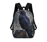 sinyumoney Sacs À Dos Raven Perched on Rock Digital Art Sac À Dos Scolaire Pour Enfants, Sac D'école Imprimé En 3D Pour Garçons, Élèves Du Primaire Et Du Collège 17inch